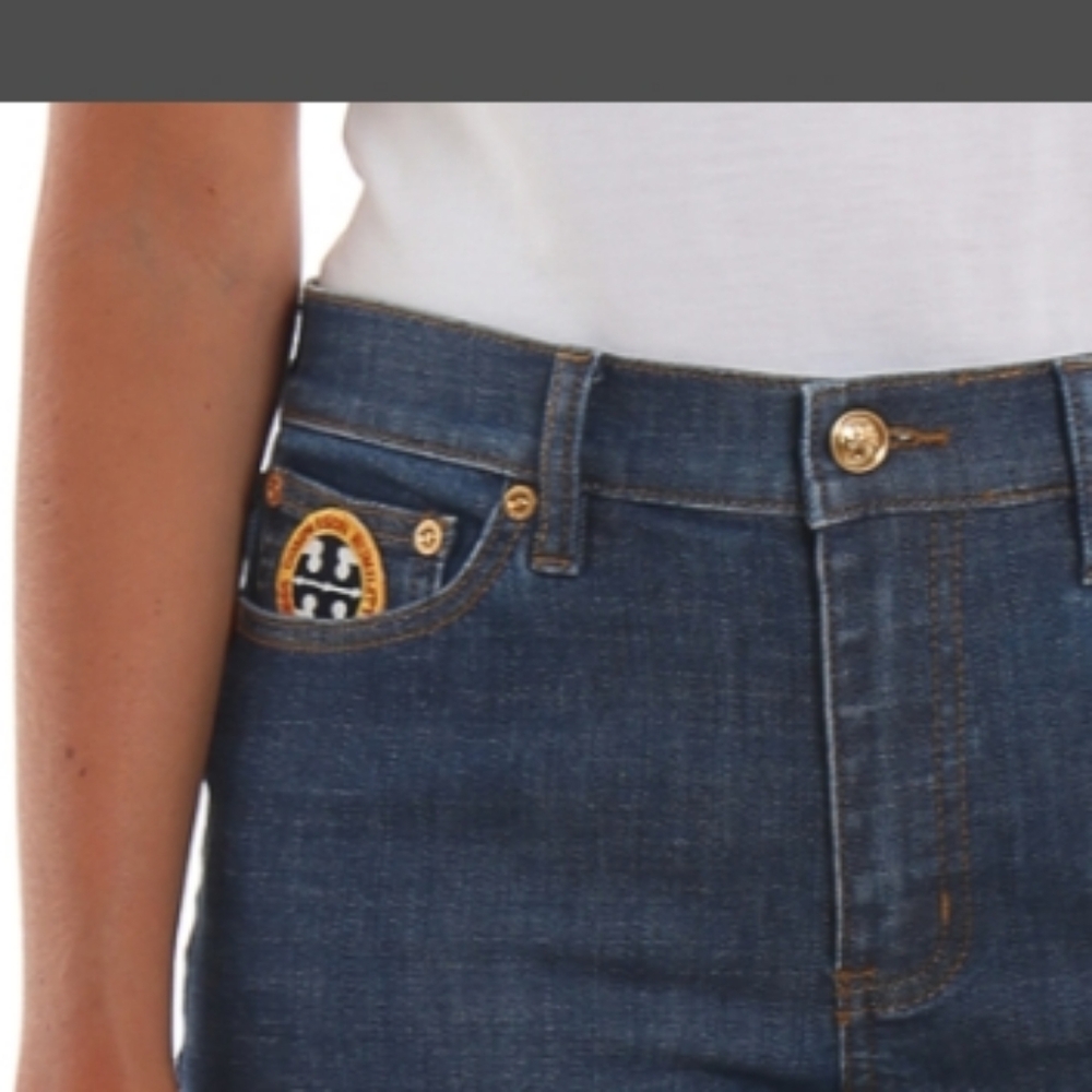 Tory Burch Embroidered Patchwork Denim Shorts - image 5